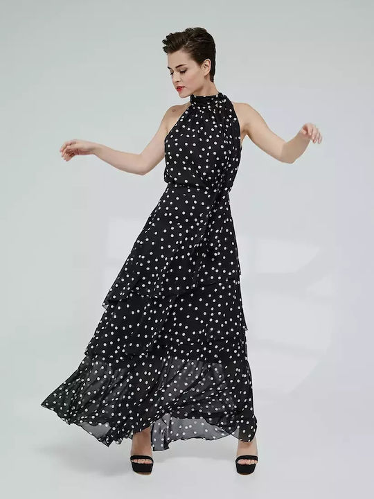 Desiree Damen Sommerliche Bluse Ärmellos mit Schnürung am Hals Polka Dot Schwarz