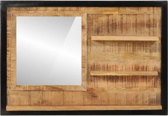 vidaXL Badezimmerspiegel aus Massivholz mit Regal 80x55cm Braun