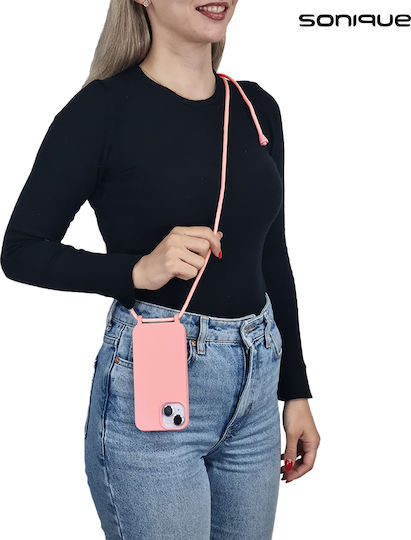 Sonique Back Cover Σιλικόνης 0.5mm με Λουράκι Ροζ (Redmi 12 4G / Redmi 12 5G)