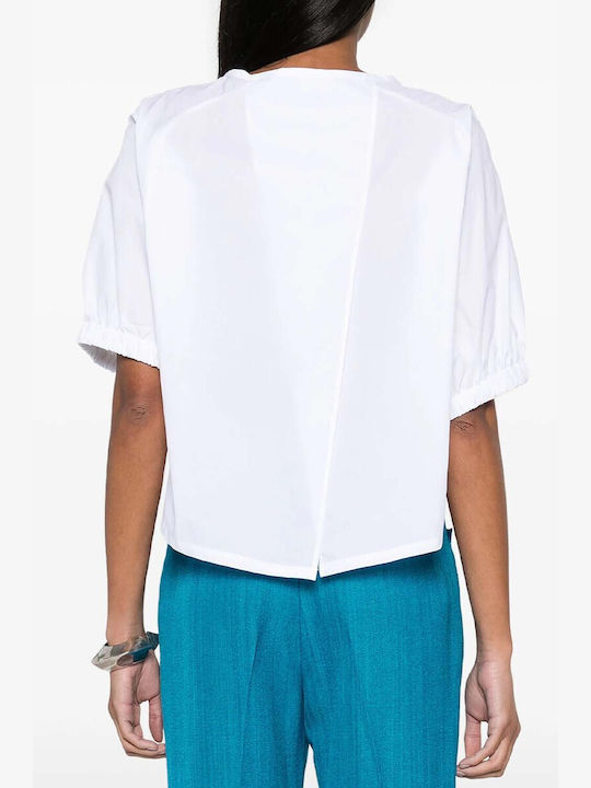 Emporio Armani Damen Sommer Bluse Kurzärmelig Weiß