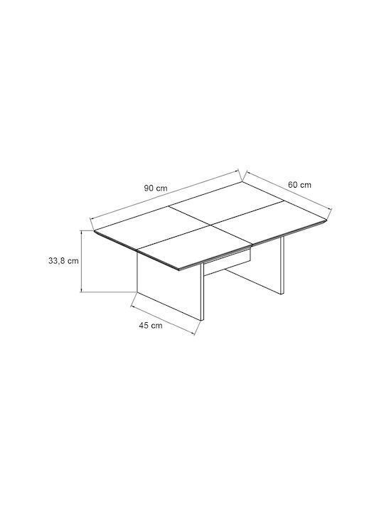 Masa Centrală Rectangulară Venita Din Lemn Sapphire Oak - Gri Închis L90xL60xÎ33.8cm