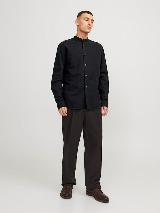 Long-sleeved Linen Shirt Black
