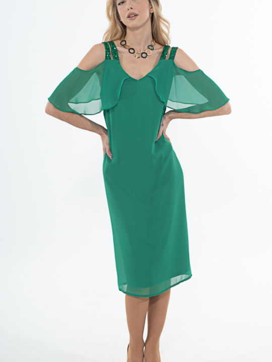 Siderati Evening Dress with Ruffle Green