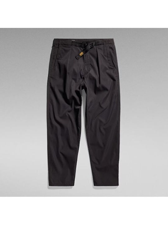 Pleated Παντελόνι Chino σε Relaxed Εφαρμογή Μαύρο
