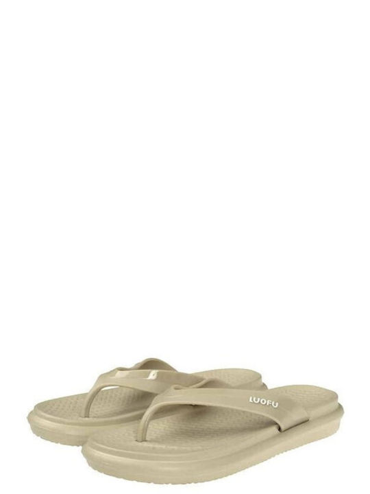 Luofu Women's Flip Flops Beige