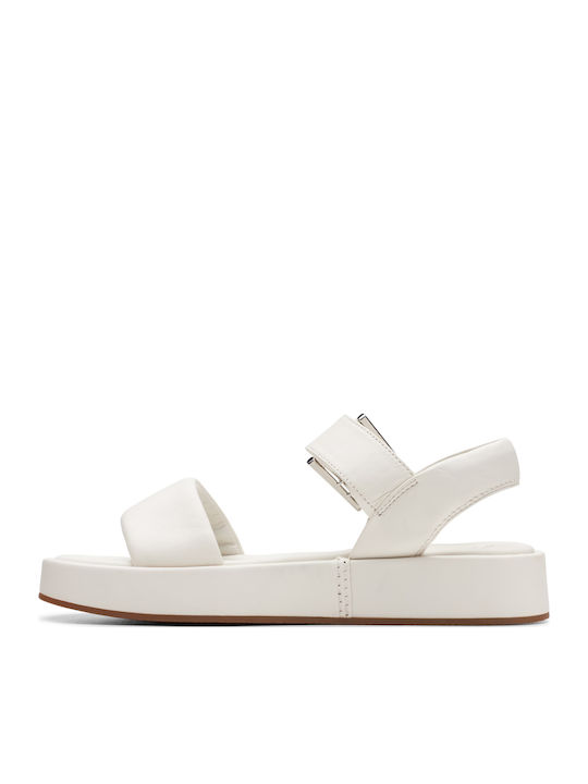 Alda Leder Flache Sandalen für Damen mit Riemen in Weiß Farbe