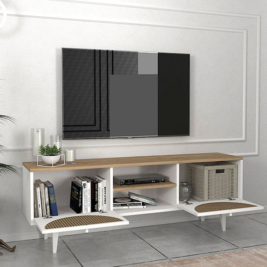 Aureta Bodenstehendes Weiß - Sapphire Eiche 150x35x52.8 cm
