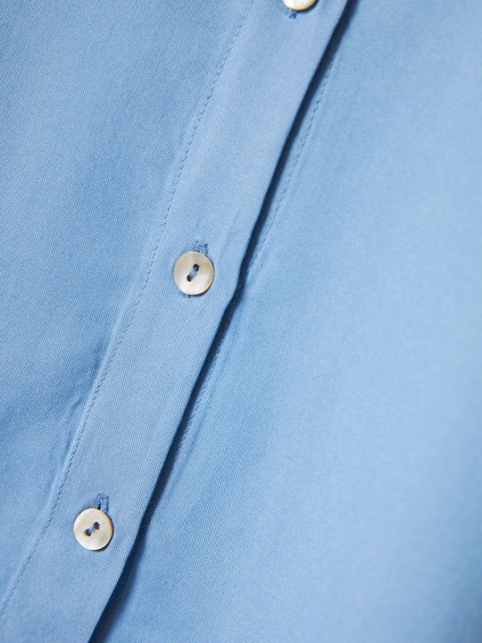 Ärmellos Damen Hemd Blau