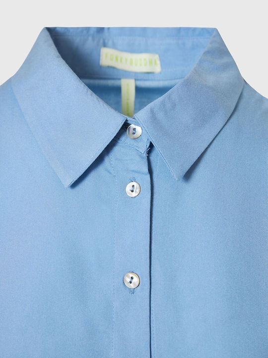 Ärmellos Damen Hemd Blau