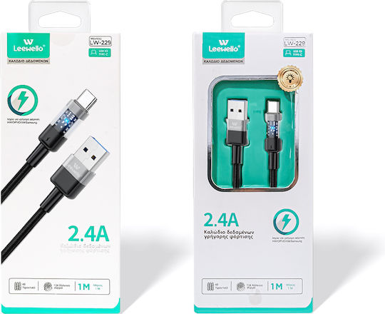 Leewello Cablu USB 2.0 USB-C Masculin - USB-A Negru 1m 783219-Negru