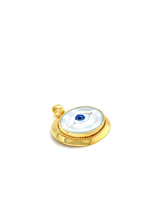 Women's Cameo Pendant Natural Shell with Synthetic "Eye" Color, 14K Gold (585°)