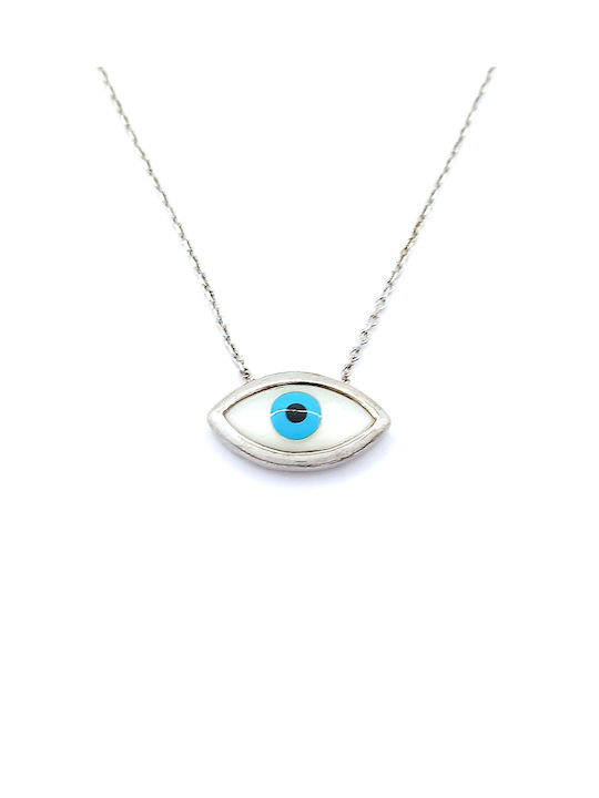 Silver 925 platinum plated necklace with eye design and feldisi stone