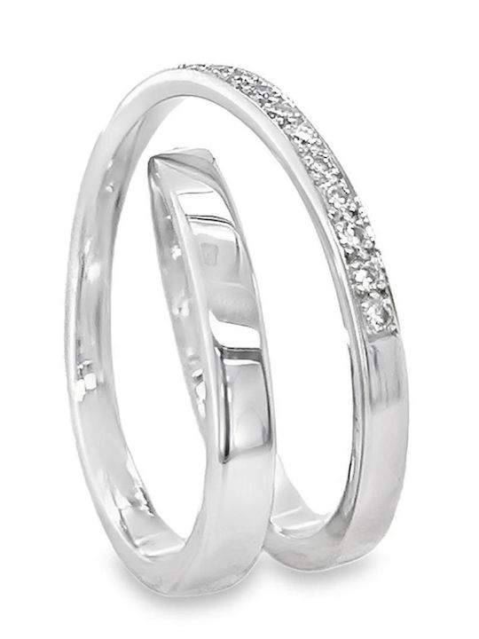 Xryseio Ring with Diamond made of White gold 18K