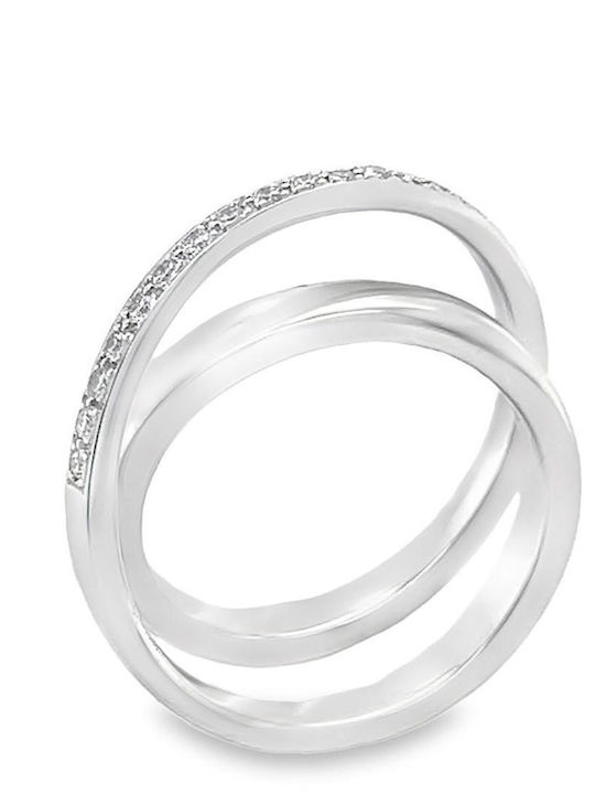 Xryseio Ring with Diamond made of White gold 18K