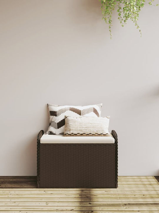 Bench Outdoor Rattan with Chest and Pillows 80x51x52cm