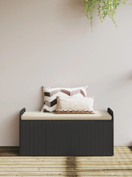 Bench Outdoor Rattan with Chest and Pillows 115x51x52cm