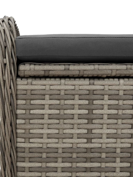 Bench Outdoor Rattan with Chest and Pillows 115x51x52cm