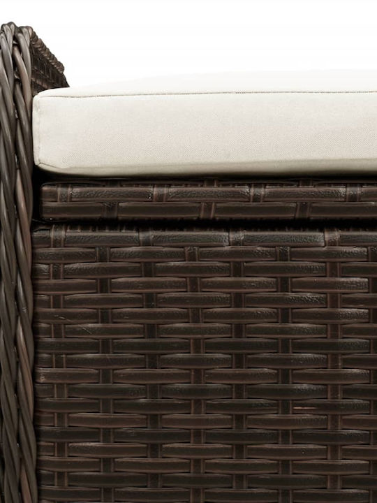 Bench Outdoor Rattan with Chest and Pillows 80x51x52cm