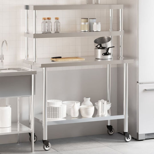vidaXL Ανοξείδωτο Τραπέζι Μ110xΒ55xΥ150cm