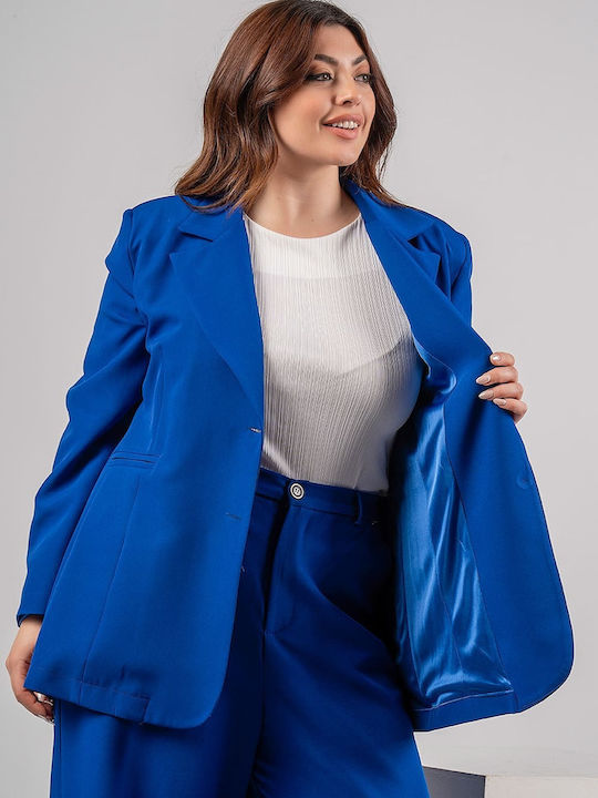 Lovesize Blazer pentru femei Sacou Albastru