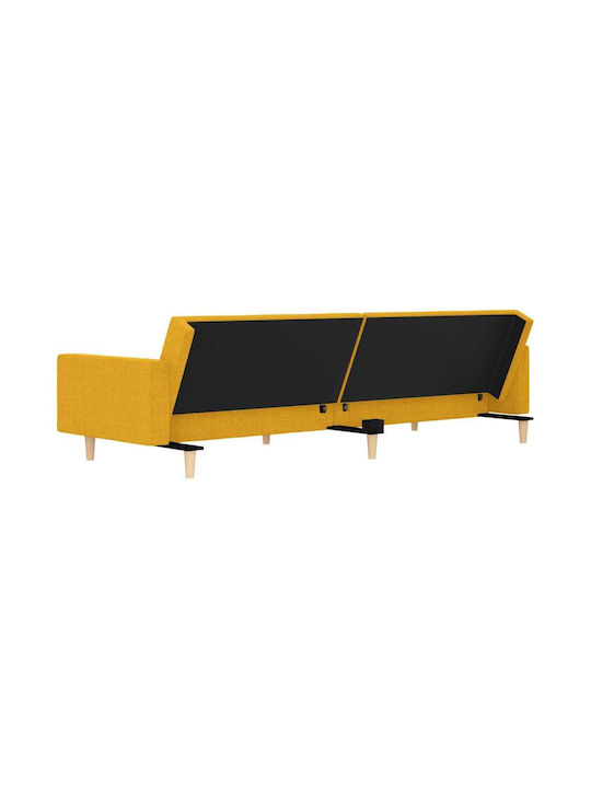 Canapea Cu Două Locuri Pat Galben Cu Perne Decorative 220x100x69cm