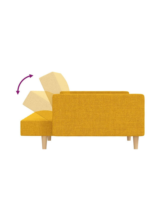 Canapea Cu Două Locuri Pat Galben Cu Perne Decorative 220x100x69cm