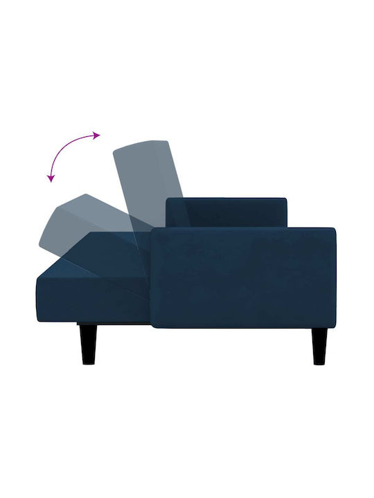 Two-Seater Couch Bed Velvet Blue 220x100x69 cm