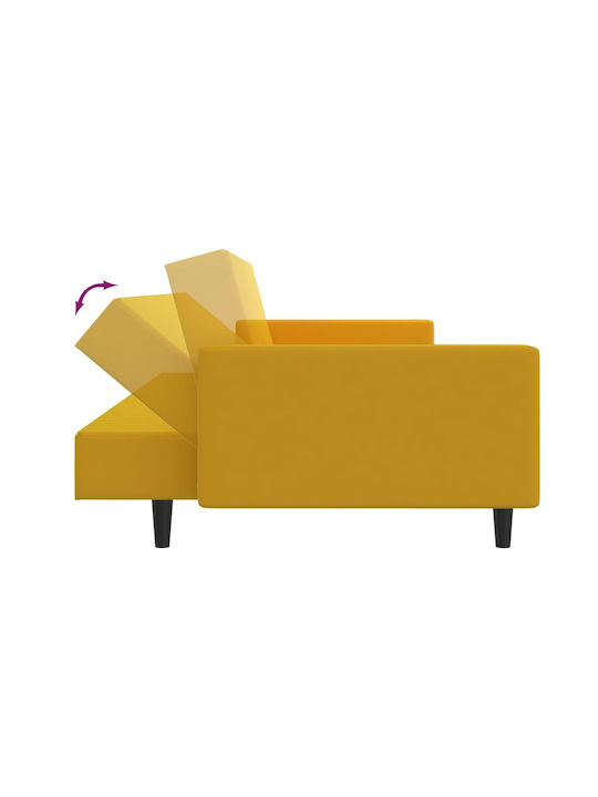 vidaXL Doppelsitzer Sofa Bett Samt Gelb 220x100x69cm