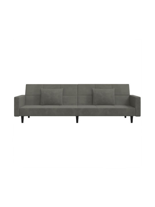 Doppelsitzer Sofa Bett Samt Dunkelgrau mit Dekokissen 220x84,5x69cm