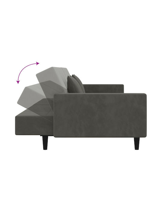 Doppelsitzer Sofa Bett Samt Dunkelgrau mit Dekokissen 220x84,5x69cm