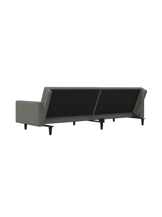 Doppelsitzer Sofa Bett Samt Dunkelgrau mit Dekokissen 220x84,5x69cm