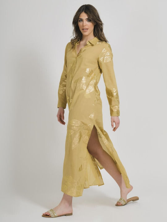 Ble Resort Collection Καφτάνι Παραλίας Σκούρο μπεζ.