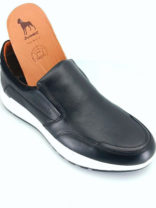 Leder Herren Slip-Ons Schwarz