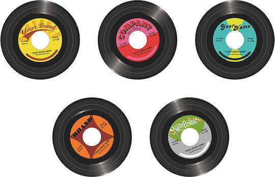 Decorative Wall Stickers Vinyl Pick-up Records With Retro Music Set Of 5 Pieces 30 Cm Diameter Sticker Adhesive Original Deals