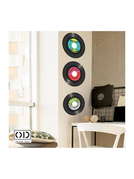 Decorative Stickers Vinyl Pick-up Records With Retro Music, Set Of 5 Pieces, 30 Cm Diameter, Sticker Adhesive, Original Deals