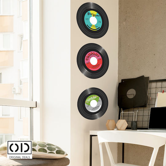 Autocolante Decorative Vinil Pick-up Discuri Cu Muzică Retro, Set De 5 Bucăți, Diametru 30 Cm, Autocolant Adeziv, Oferte Originale