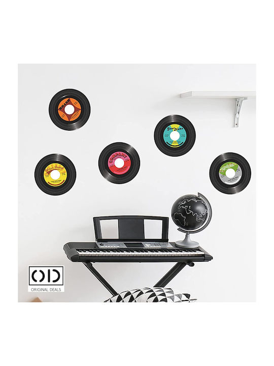 Decorative Stickers Vinyl Pick-up Records With Retro Music, Set Of 5 Pieces, 30 Cm Diameter, Sticker Adhesive, Original Deals
