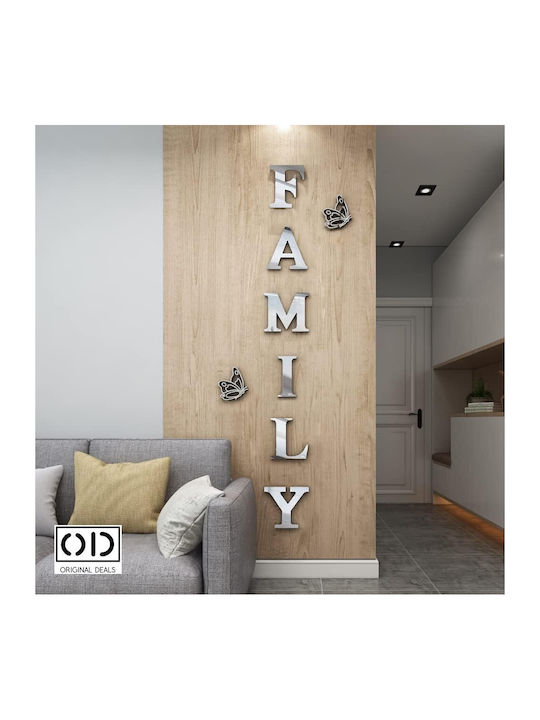 Self-adhesive Mirror For Interior Decor And Design, Family Model, Premium Acrylic Pvc, Set Of 6 Letters, Original Deals