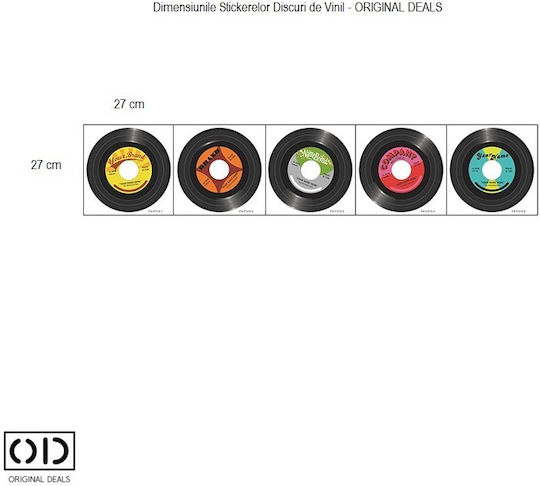 Autocolante Decorative Vinil Pick-up Discuri Cu Muzică Retro, Set De 5 Bucăți, Diametru 30 Cm, Autocolant Adeziv, Oferte Originale