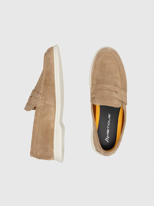 Leder Herren Mokassins in Beige Farbe