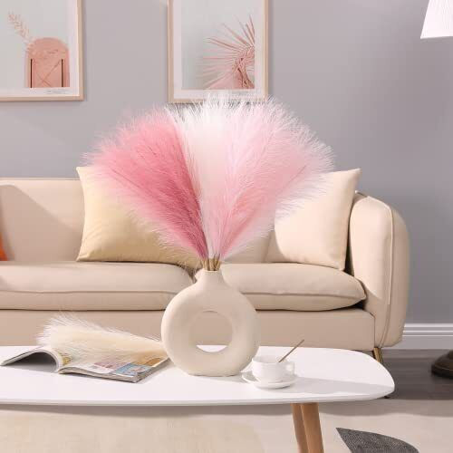 Διακοσμητικό Φτερό Pampas grass Ροζ 43.5cm 3τμχ