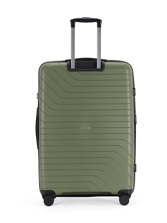 Lavor Large Hard Green Travel Suitcase with 4 Wheels Height 75cm