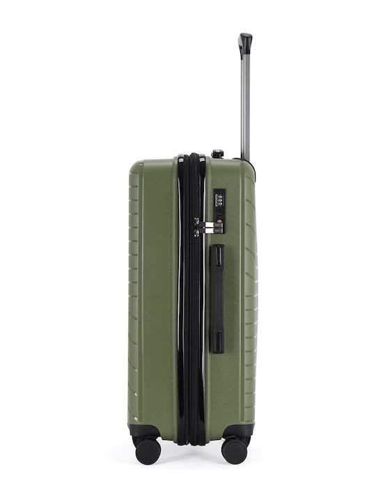 Lavor Medium Hard Green Travel Suitcase with 4 Wheels Height 66cm