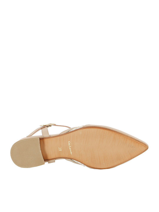 Lederne Damen Ballerinas in Beige Farbe