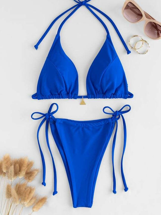 Bikini Set Triangle Top & Slip Bottom Blue