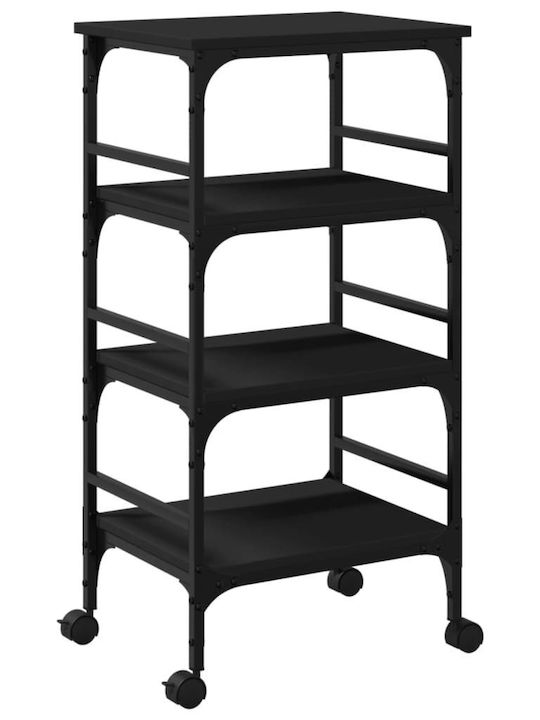 vidaXL Kitchen Rack Wooden Black 3 Slots 45x35x89.5cm