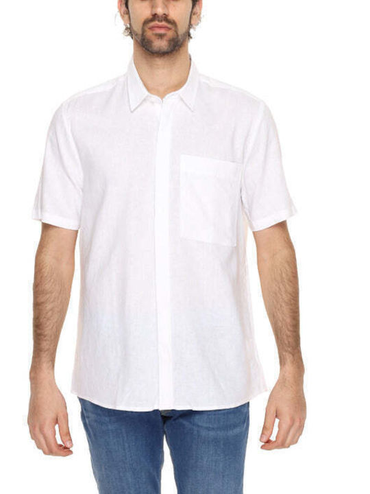 Antony Morato Men's Shirt Short Sleeve Linen White