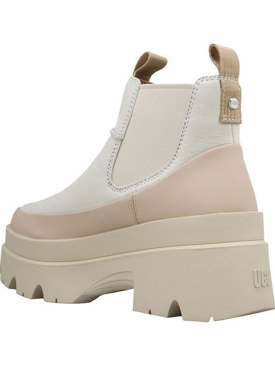 Brisbane Leather Women's Chelsea Boots with Medium Heel Beige