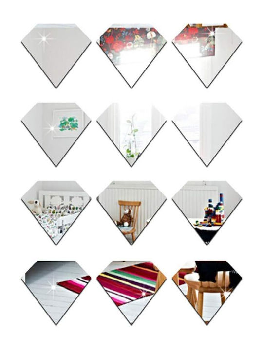 Oglindă autoadezivă pentru decorațiuni interioare și design, model Diamnat, PVC acrilic premium, set de 50 de bucăți, 6 X 5 X 0,1 Cm, oferte originale