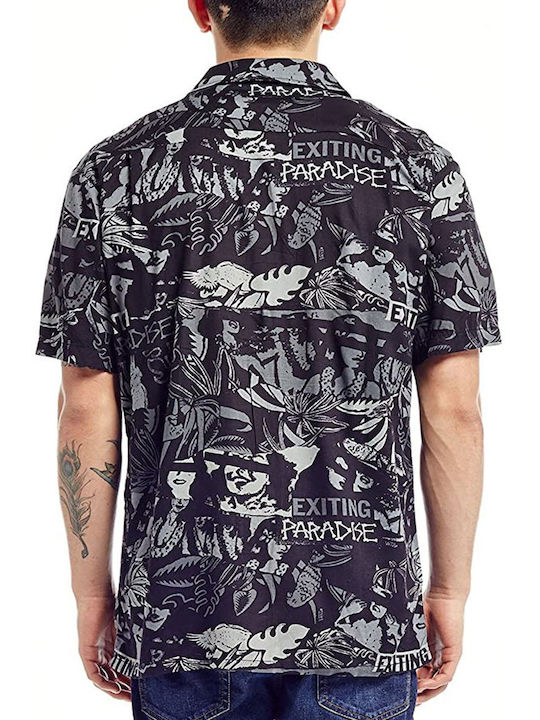 Kurzärmelige Bluse Vans May Wood V0NFFV9-BLACK Herren